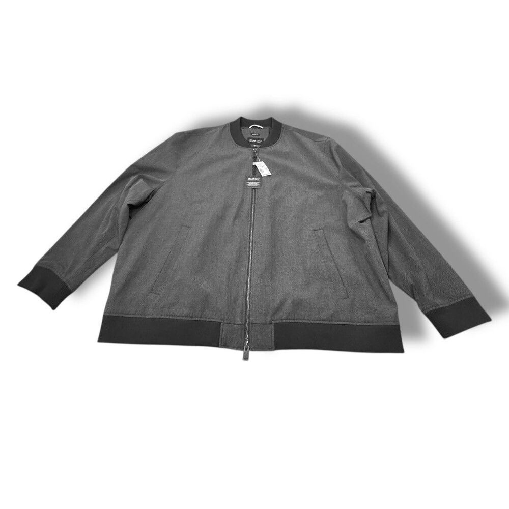 NWT Kenneth Cole Awearness Stretch Bomber Jacket Grey Black Full Zip Men’s Sz 4X